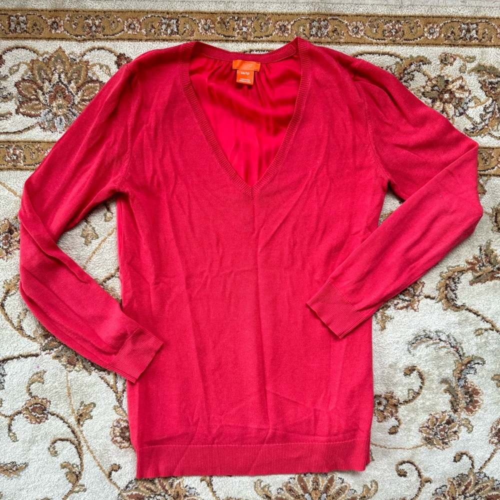 Joe Fresh V-Neck Long Sleeve Sweater w/ Satin back